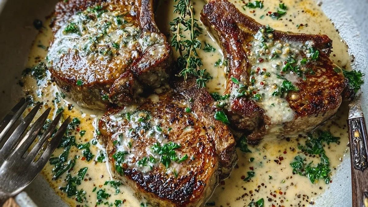 Rich Lamb Chops in Creamy Garlic Sauce