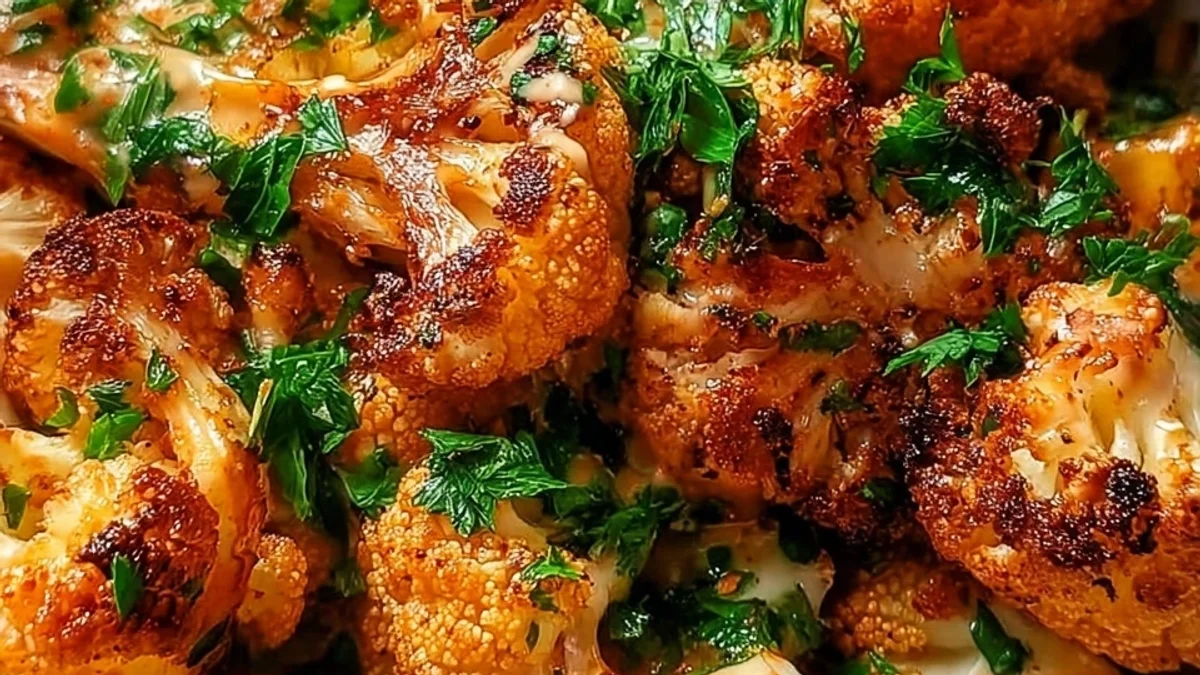 Roasted Moroccan Cauliflower with Tahini Honey Drizzle