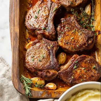 Simple Baked Lamb Chops with Rosemary Garlic