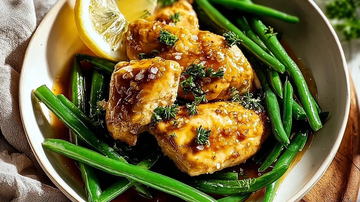 Simple Lemon Garlic Chicken & Green Beans Skillet