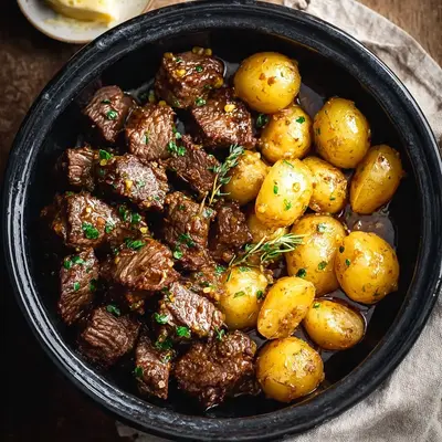 Slow Cooker Garlic Butter Beef Bites: Tender Potato Meal