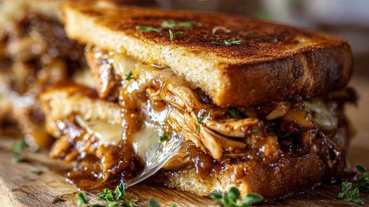 Smoky BBQ Chicken Grilled Cheese Sandwich