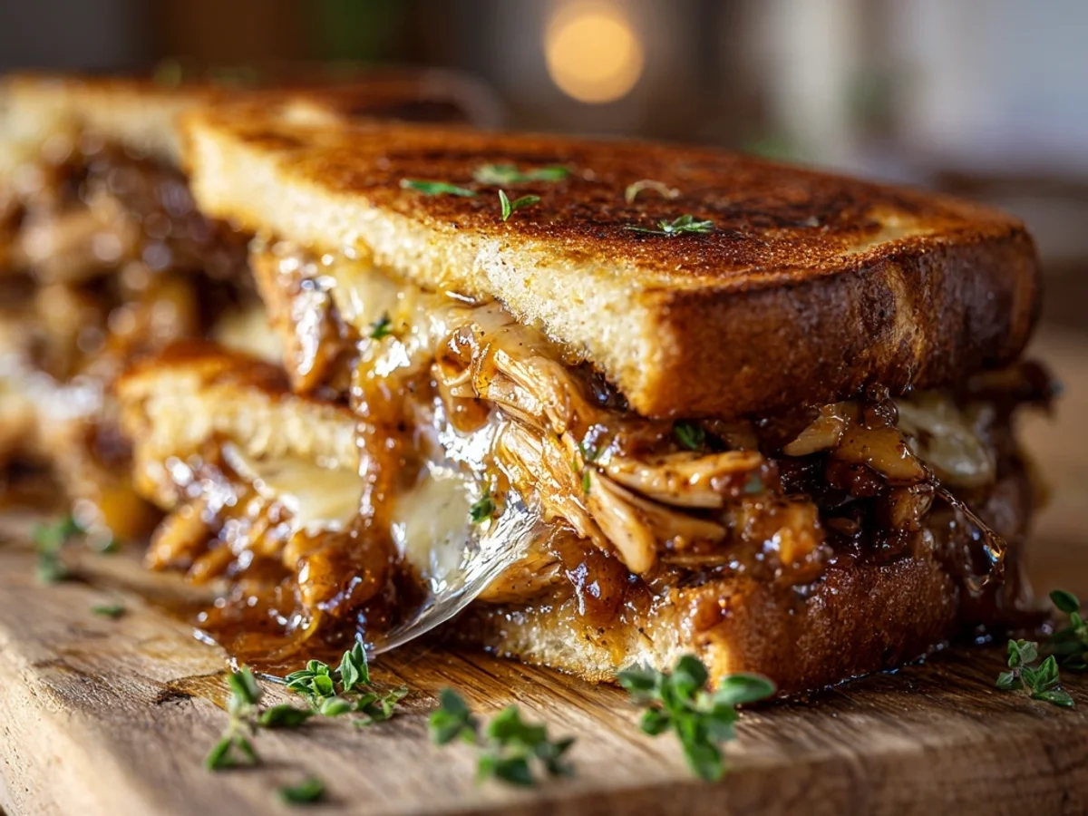 Smoky BBQ Chicken Grilled Cheese Sandwich - Featured Image