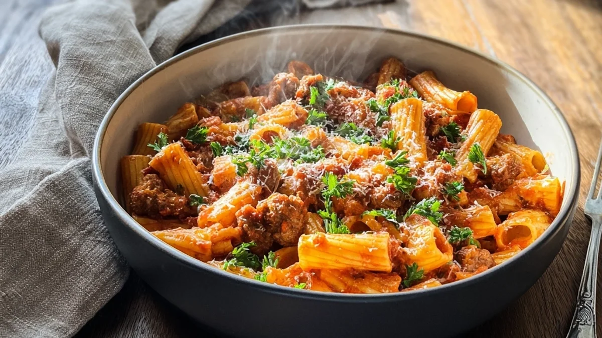 Spicy Turkey Sausage Rigatoni Dinner