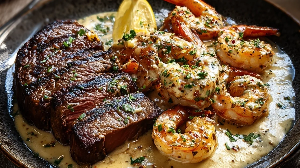 Steak and Creamy Garlic Shrimp: A Quick Dinner Treat