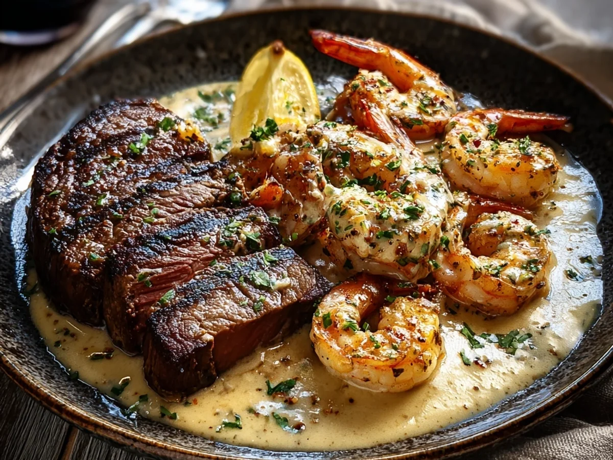 Steak and Creamy Garlic Shrimp: A Quick Dinner Treat - Featured Image