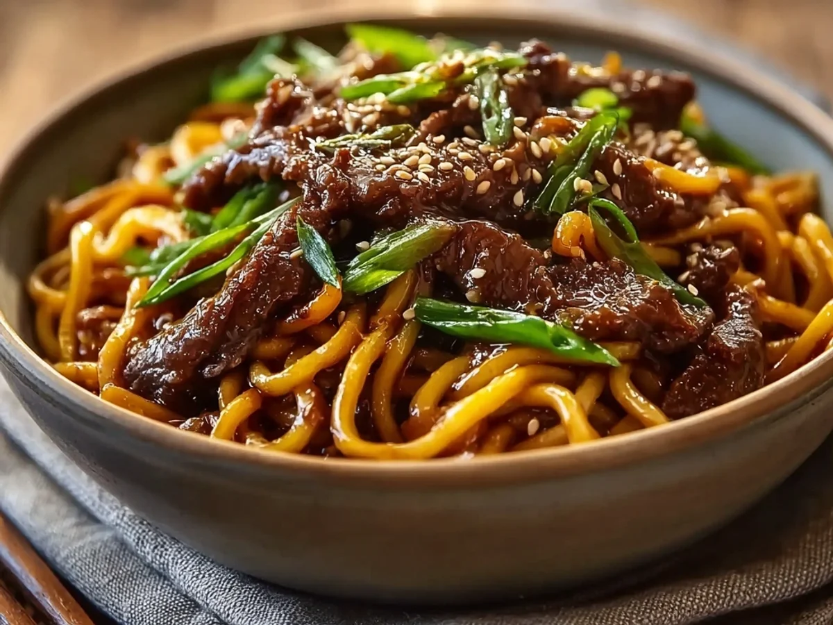 Sticky Beef Noodles: Savory Garlic Ginger Sauce - Featured Image