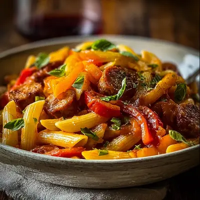 Sweet Pepper Beef Sausage Pasta: Hearty Dinner Delight