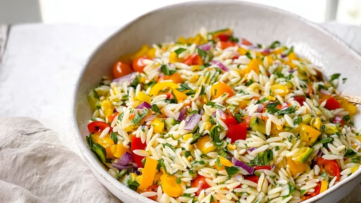 Tangy Rainbow Orzo Salad: Fresh Summer Meal