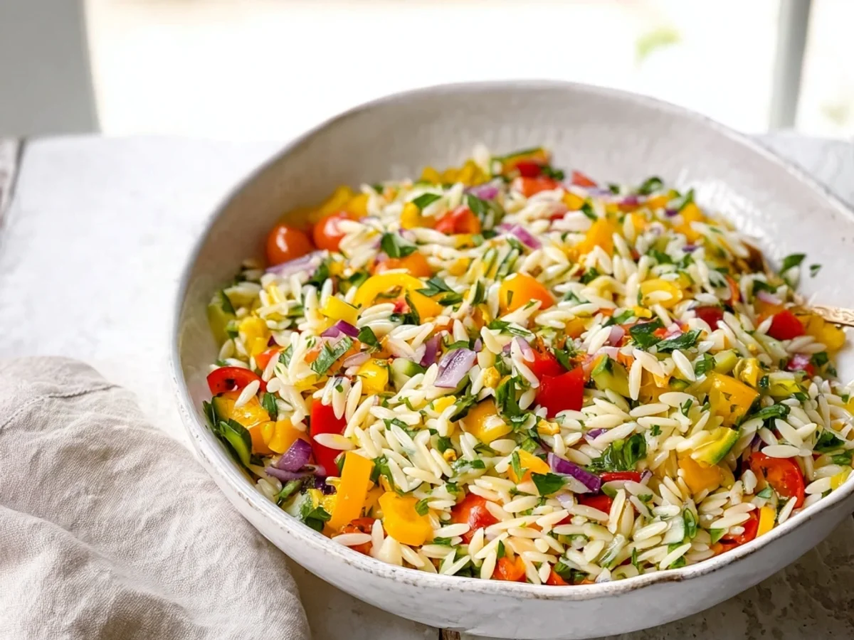 Tangy Rainbow Orzo Salad: Fresh Summer Meal - Featured Image