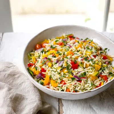 Tangy Rainbow Orzo Salad: Fresh Summer Meal