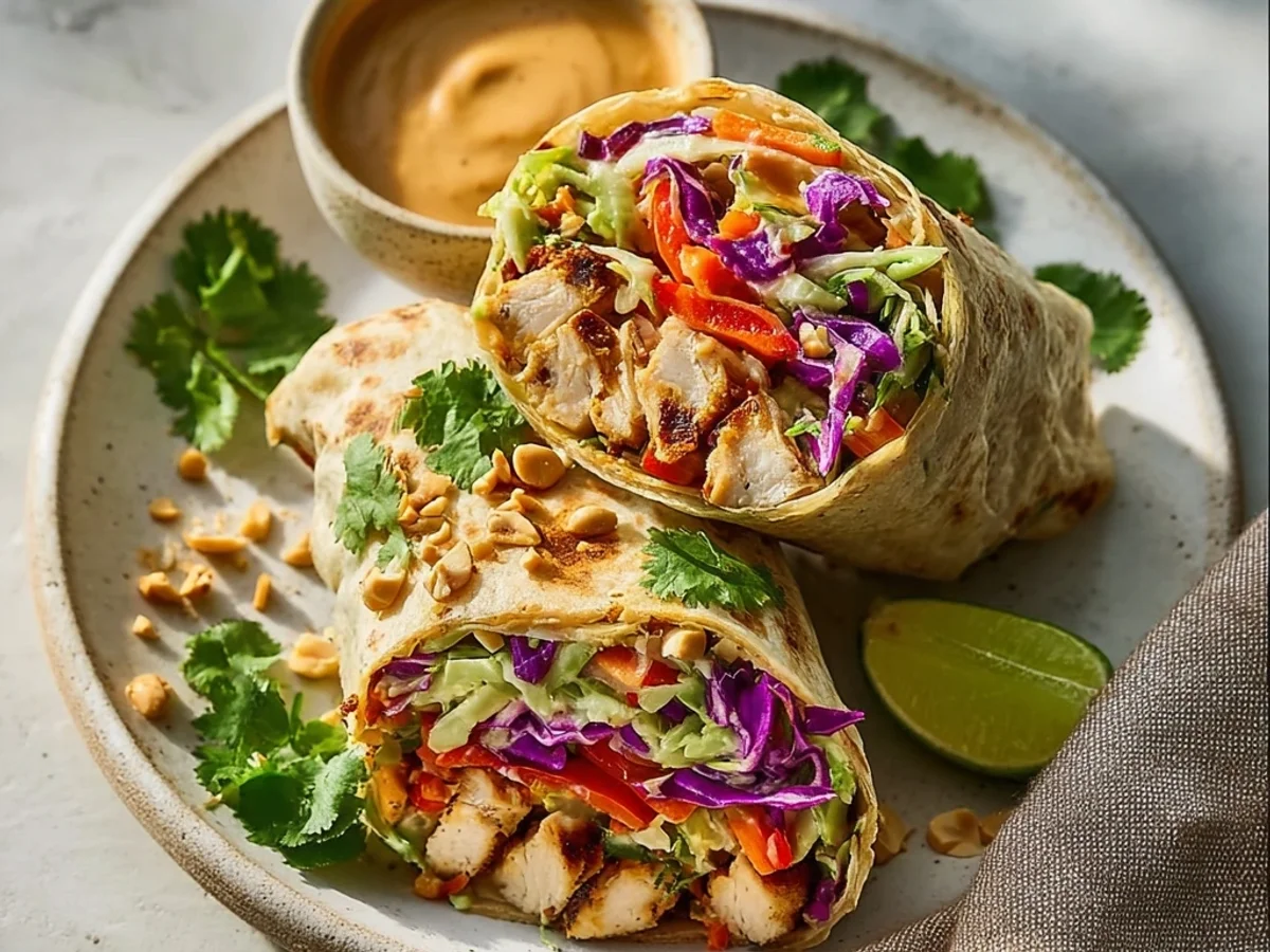 Tangy Thai Chicken Wraps & Crunchy Asian Slaw - Featured Image