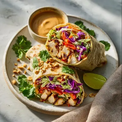 Tangy Thai Chicken Wraps & Crunchy Asian Slaw