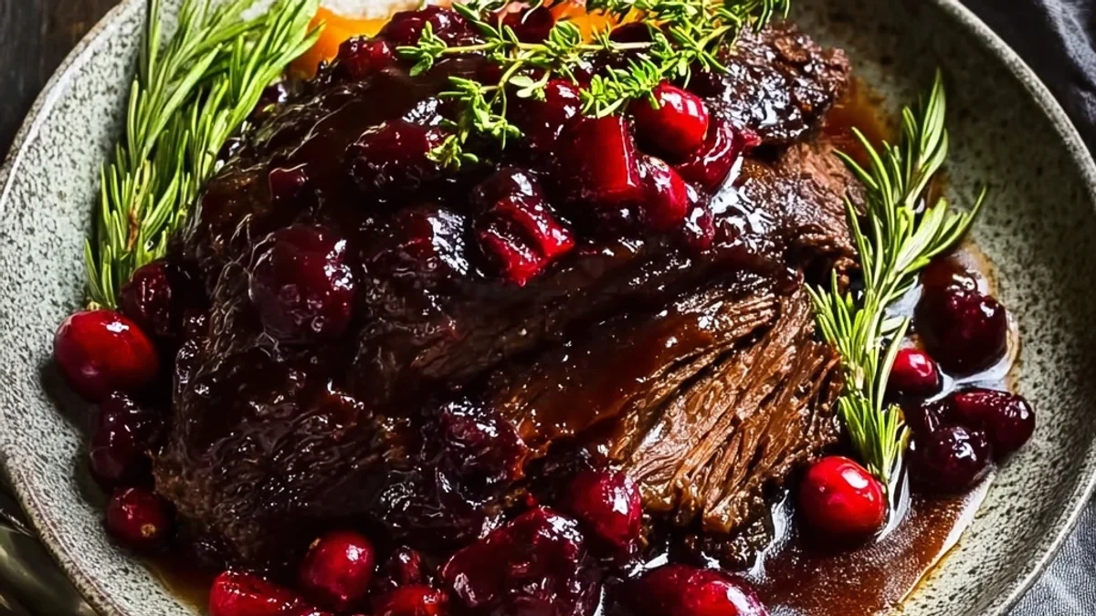 Tender Braised Beef Roast with Cranberry Glaze