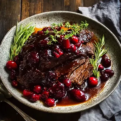Tender Braised Beef Roast with Cranberry Glaze