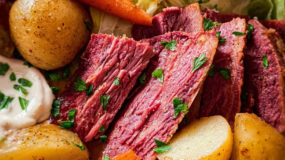 Tender Corned Beef and Cabbage with Zesty Horseradish Sauce