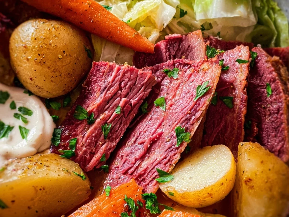 Tender Corned Beef and Cabbage with Zesty Horseradish Sauce - Featured Image