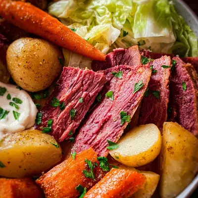 Tender Corned Beef and Cabbage with Zesty Horseradish Sauce
