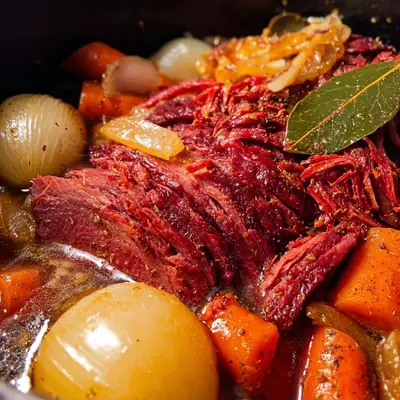 Tender Dutch Oven Non-Alcoholic Beer Corned Beef Brisket