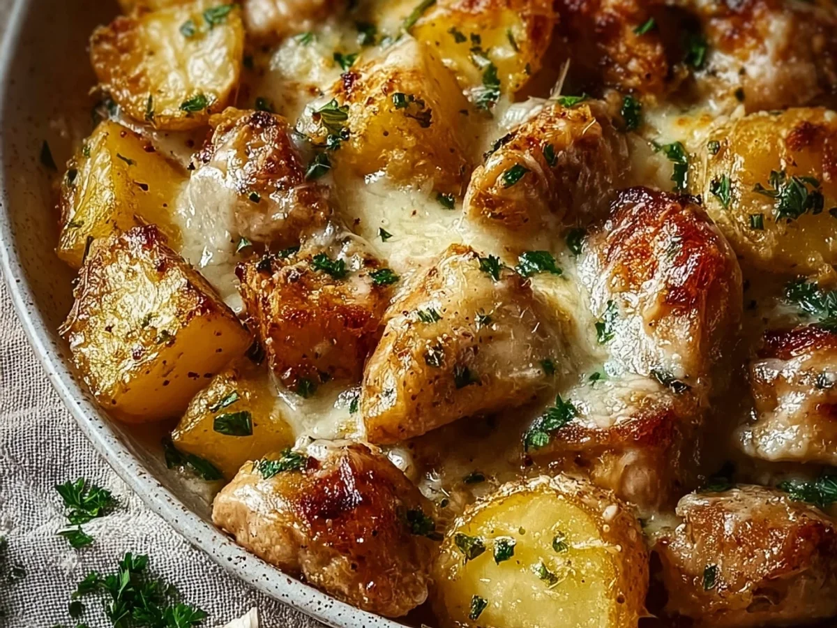 Tender Garlic Parmesan Crockpot Chicken & Potatoes - Featured Image