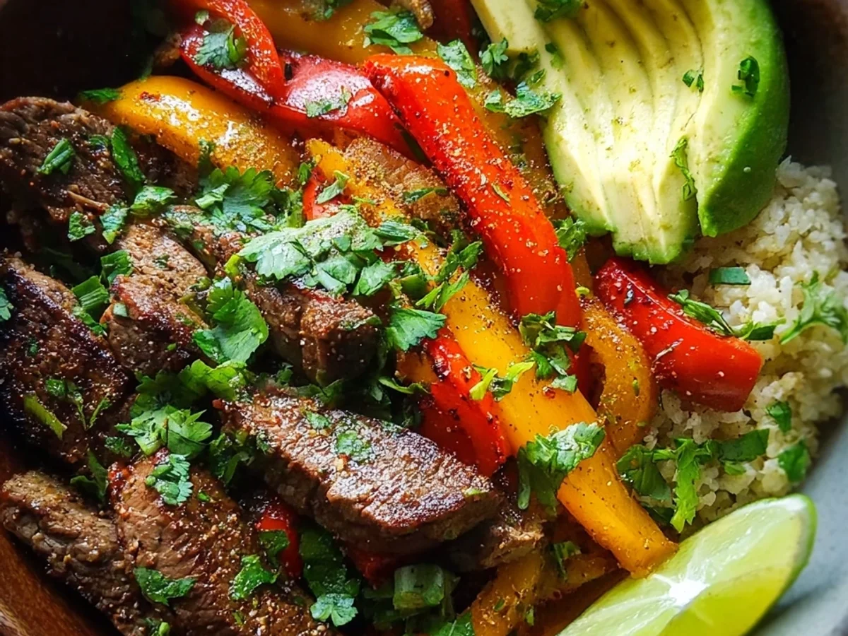 Tender Low Carb Steak Fajita Bowl: Keto Dinner Recipe - Featured Image